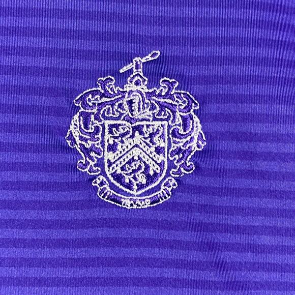 Footjoy Golf Polo Shirt Men's Large Purple Striped Causal Performance Preppy - Picture 3 of 9